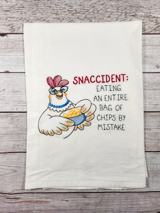 Funny Chicken Tea Towel, Embroidered Flour Sack Towel, Decorative Kitchen Towel