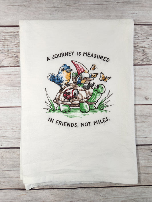 Gnome Tea Towel, Flour Sack Towel, Embroidered Dish Towel, Spring Decor, Gift for Friend