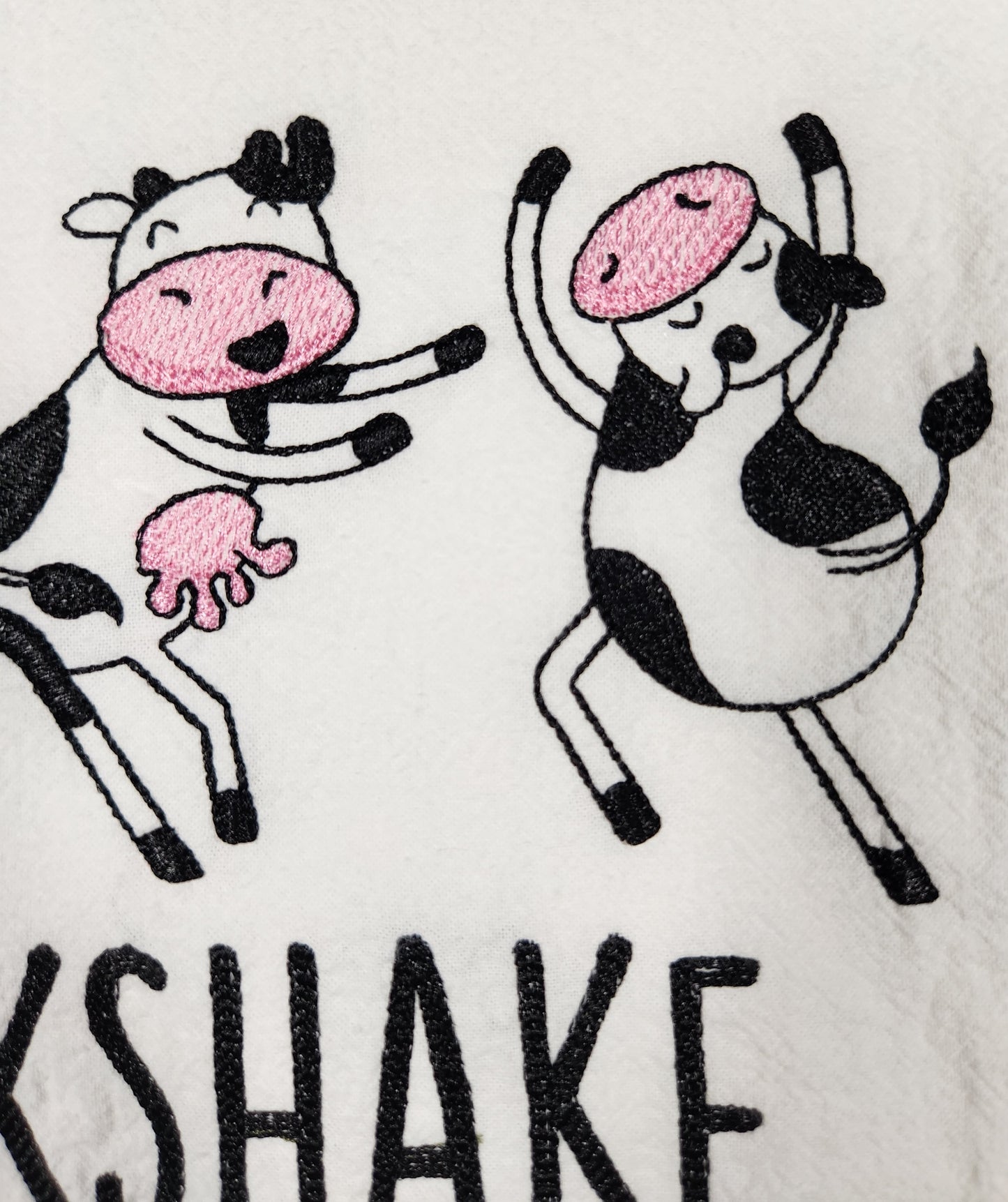 Funny Cows Tea Towel, Flour Sack Towel, Embroidered Dish Towel, Cow Decor, Gift for Friend