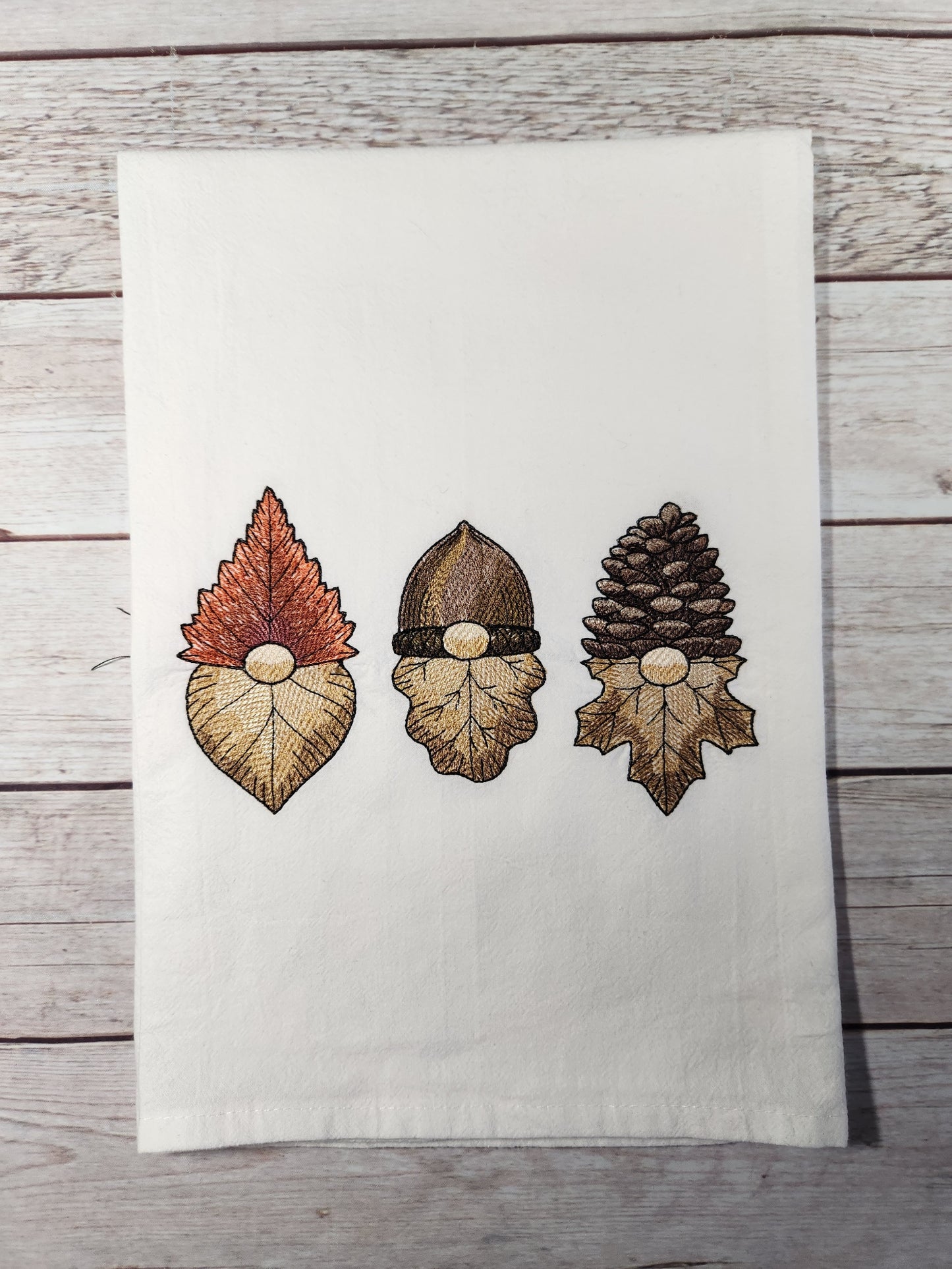 Fall Tea Towel, Gnome Fall Decor, Flour Sack Towel, Cotton Dish Towel, Housewarming Gift, Autumn Kitchen Decor