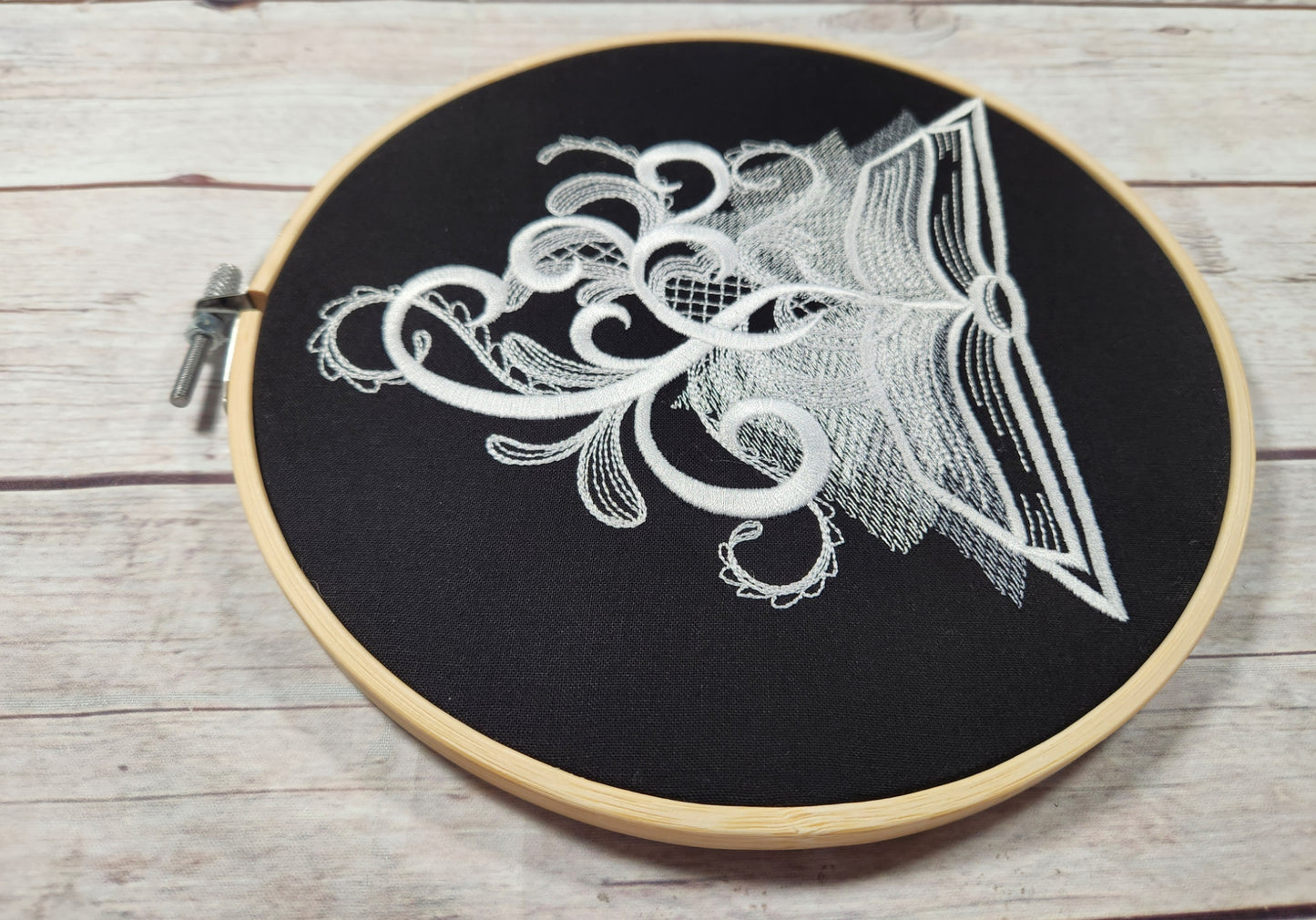 Finished Embroidery, 8 inch Hoop, Spooky Book Hoop,  Halloween Wall Art, Halloween Hoop, Fall Decor, Spooky Wall Art