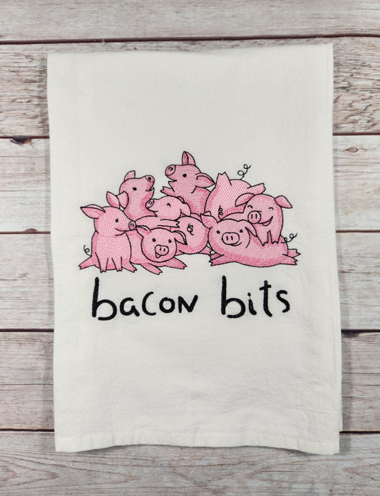 Funny Flour Sack Towel, Funny Tea Towel, Embroidered Towel, Pig Tea Towel, Housewarming Gift, Funny Pig Kitchen Towel