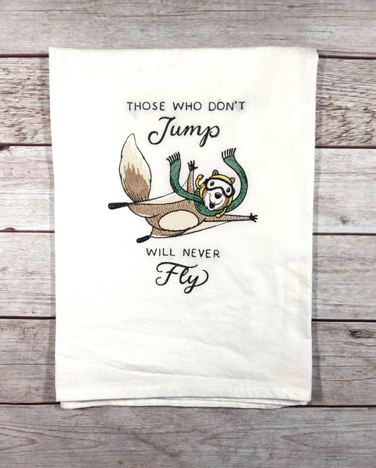 Funny Squirrel Dish Towel, Embroidered Kitchen Towel, Flour Sack Towel, Kitchen Tea Towel, Squirrel Tea Towel