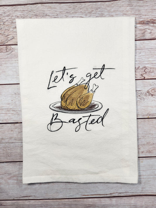 Thanksgiving Decor, Turkey Tea Towel, Embroidered Kitchen Towel, Flour Sack Towel, Funny Turkey Dish Towel