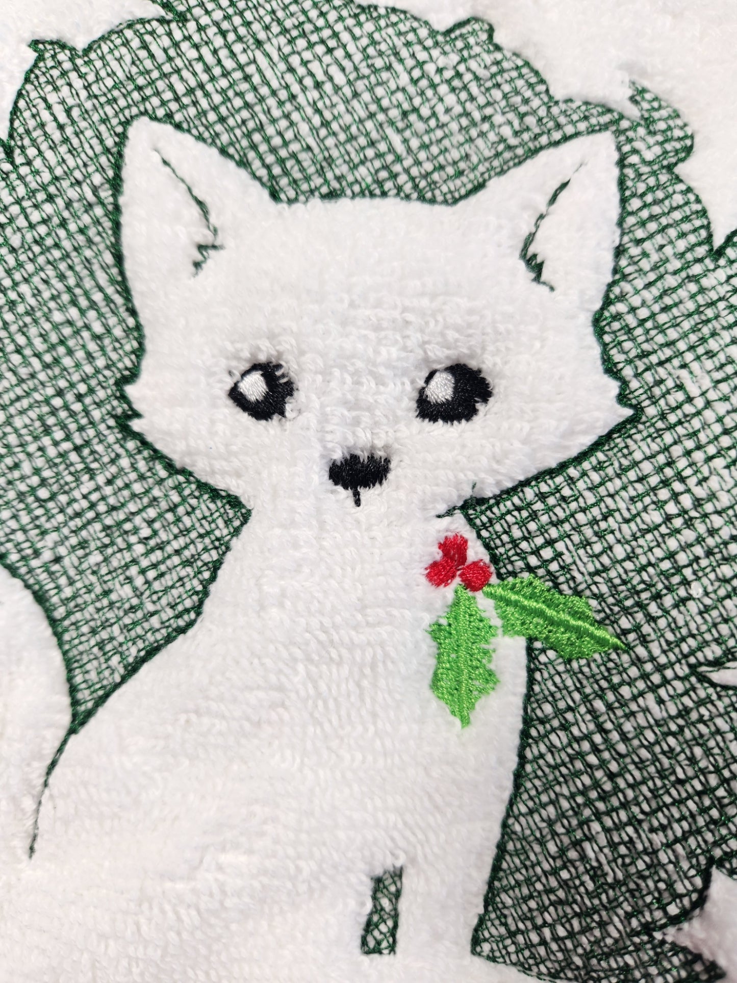 Embroidered Embossed Style Fox Hand Towel Christmas Decor