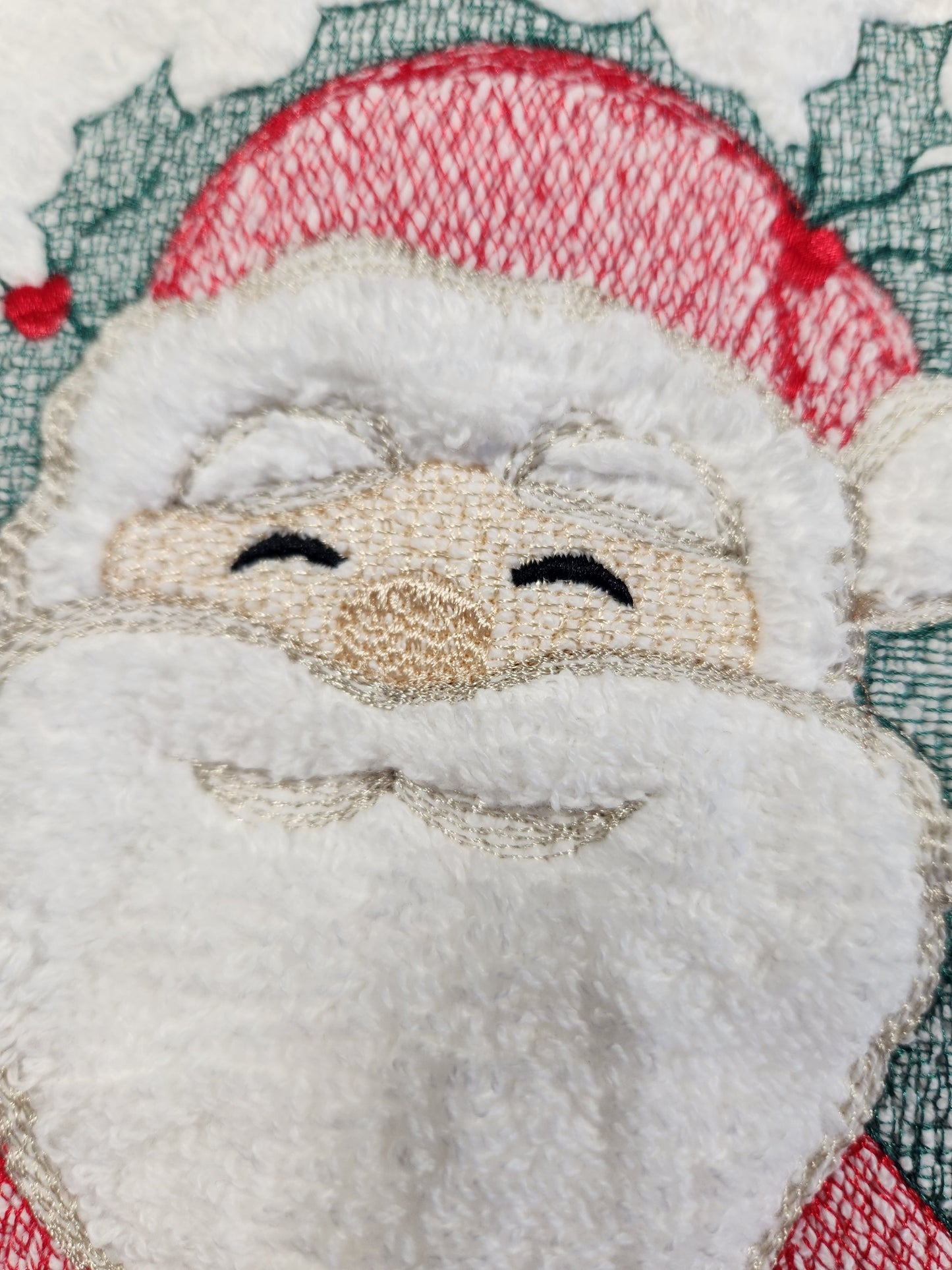 Embroidered Embossed Style Santa Hand Towel Christmas Decor