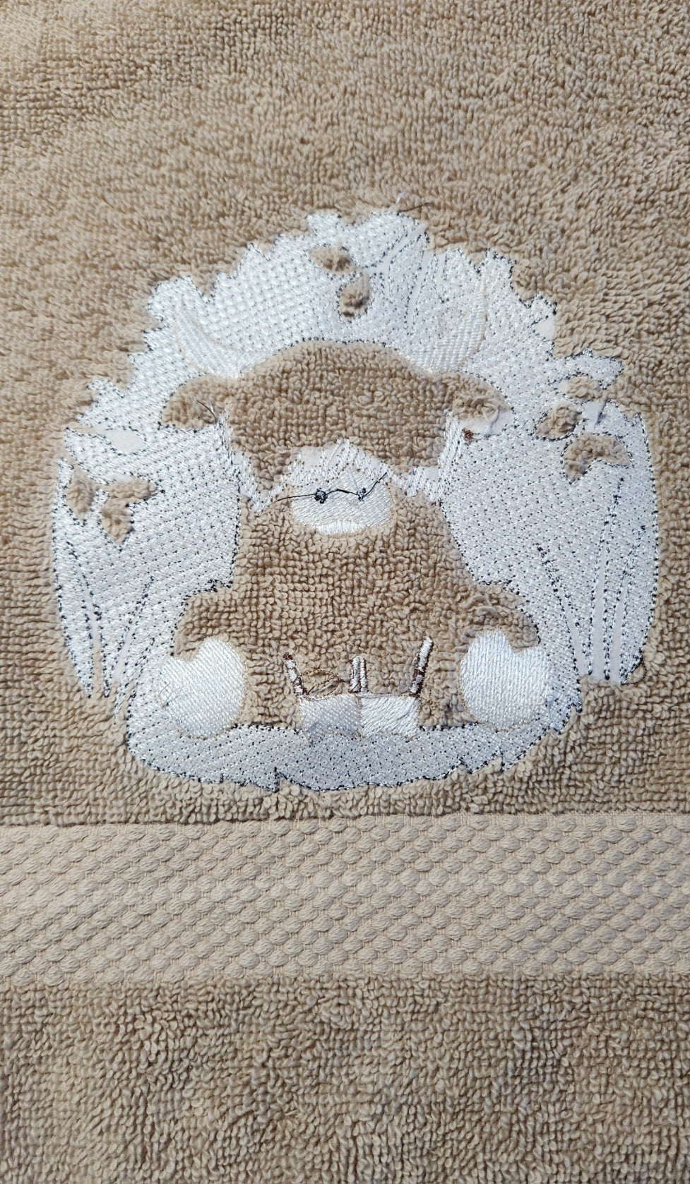 Highland Cow Hand Towel, Embroidered Bathroom Decor (16"x30") , Embossed Design