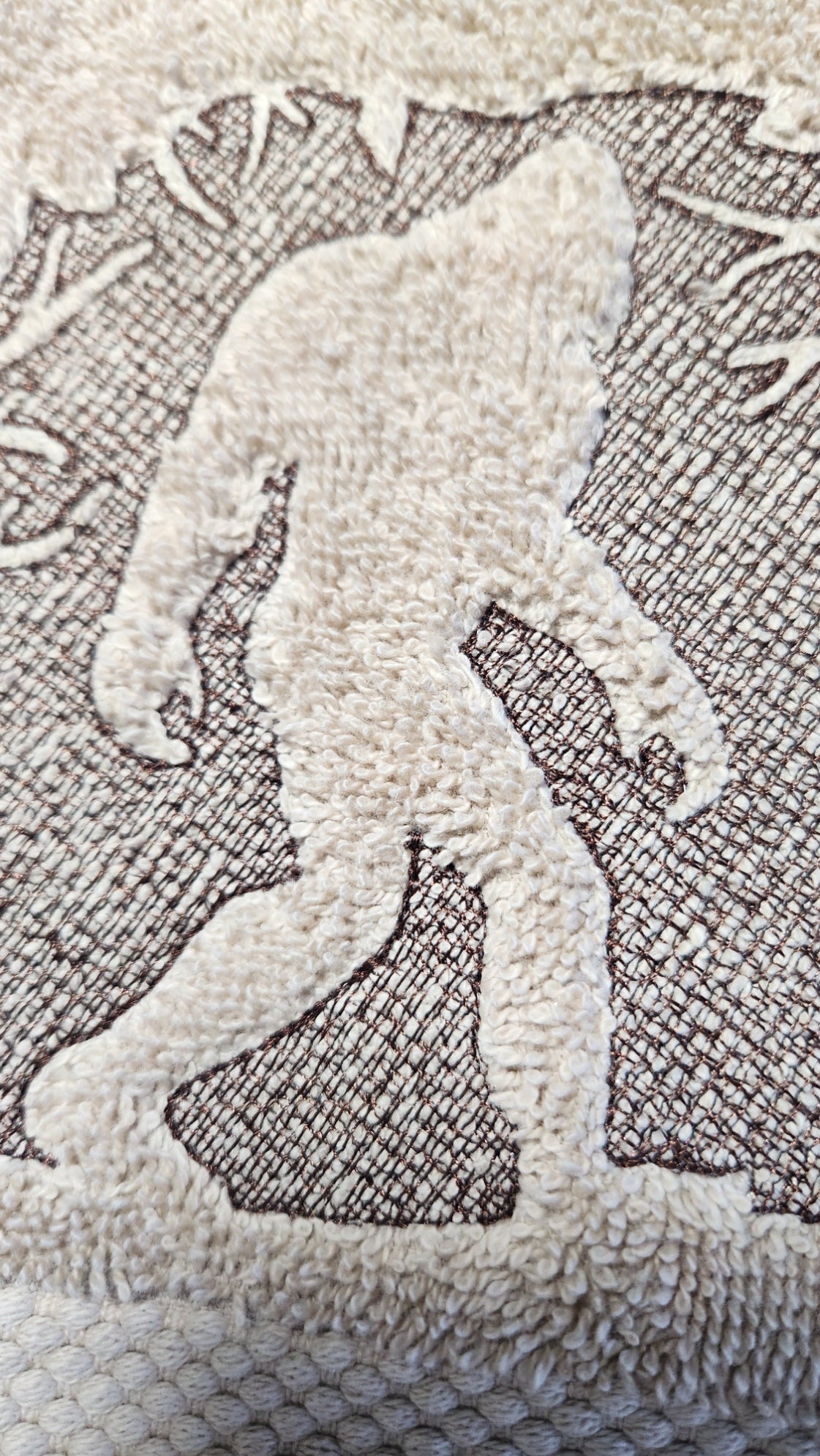 Bigfoot Hand Towel, Embroidered Bathroom Decor (16"x30") , Embossed Design, Gift For Him, Masculine Bathroom