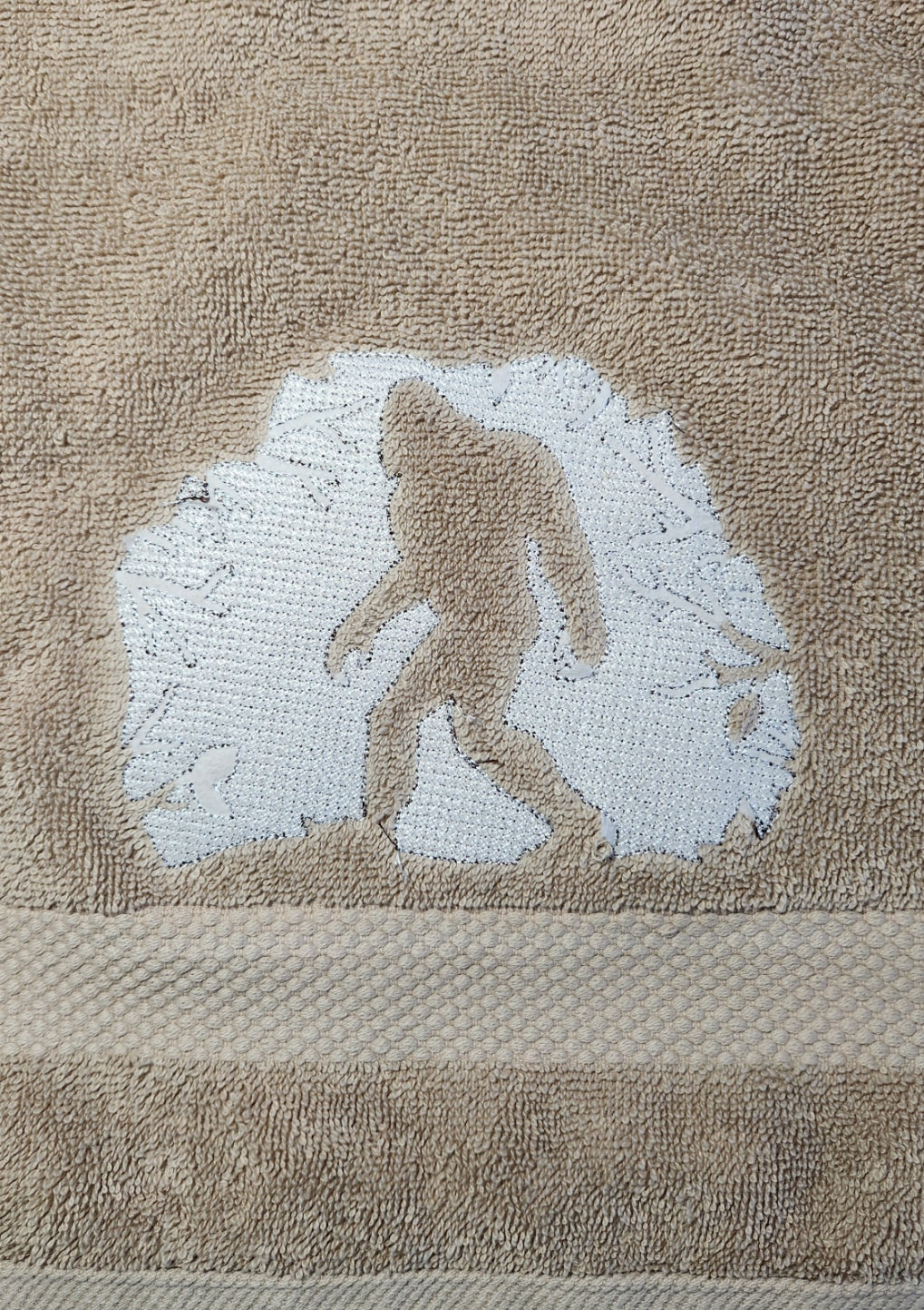 Bigfoot Hand Towel, Embroidered Bathroom Decor (16"x30") , Embossed Design, Gift For Him, Masculine Bathroom