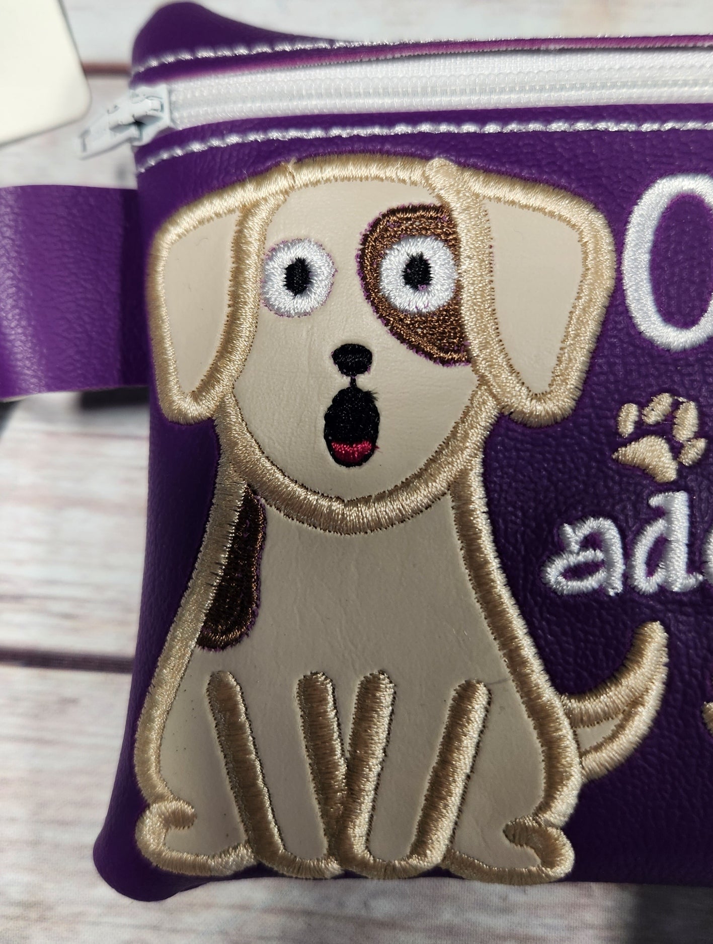 OMG I'm Adopted dog poop bag holder, Vinyl Poop Bag Holder, Poop Bag, Zipper Pouch, Dog Walking Bag Holder