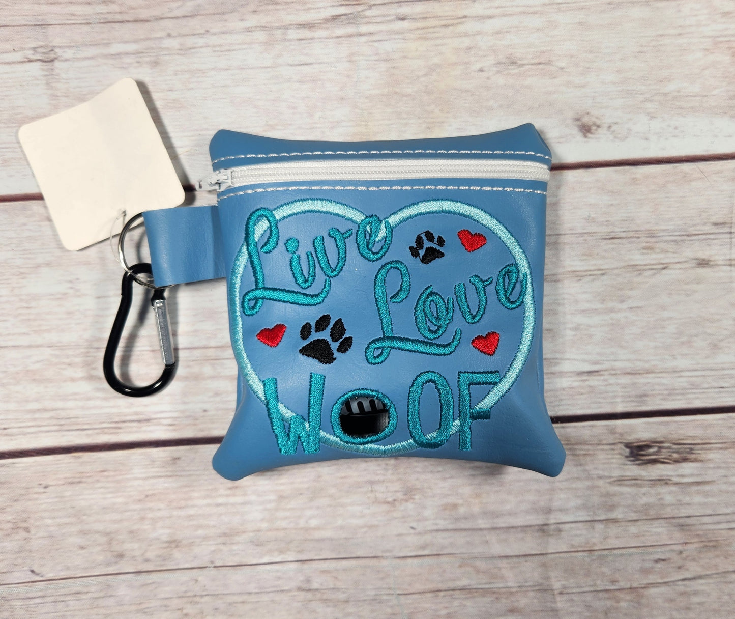 Live, Love, Woof dog poop bag holder, Vinyl Poop Bag Holder, Poop Bag, Zipper Pouch, Dog Walking Bag Holder