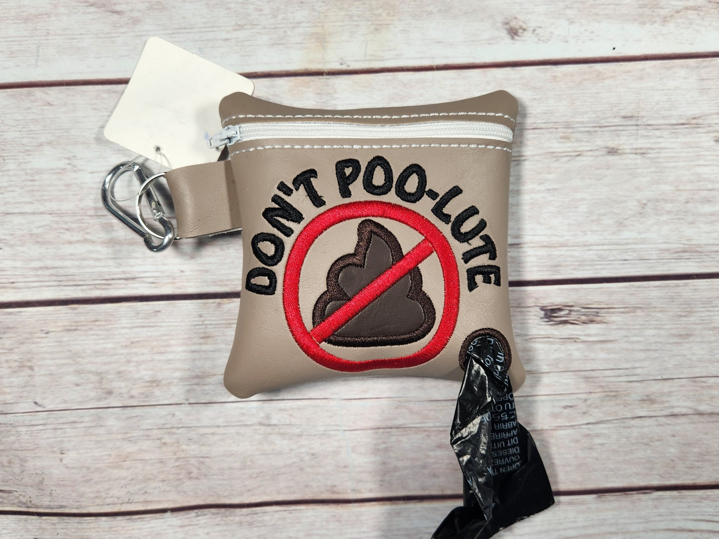 Don't Poolute dog poop bag holder, Vinyl Poop Bag Holder, Poop Bag, Zipper Pouch, Dog Walking Bag Holder