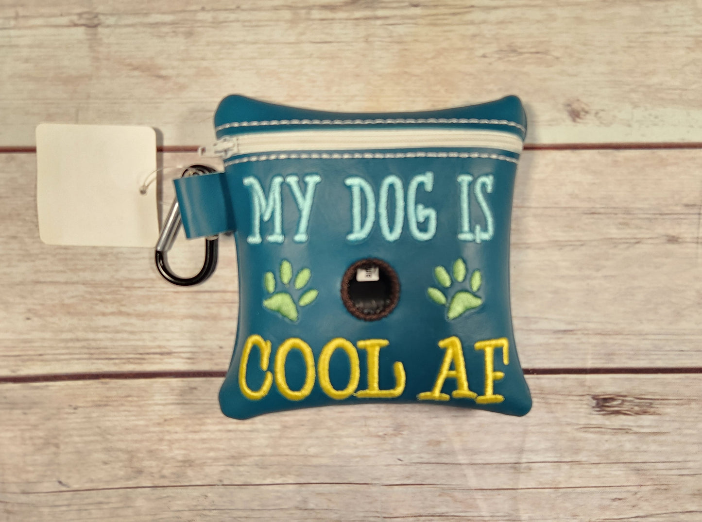My Dog is Cool AF dog poop bag holder, Vinyl Poop Bag Holder, Poop Bag, Zipper Pouch, Dog Walking Bag Holder