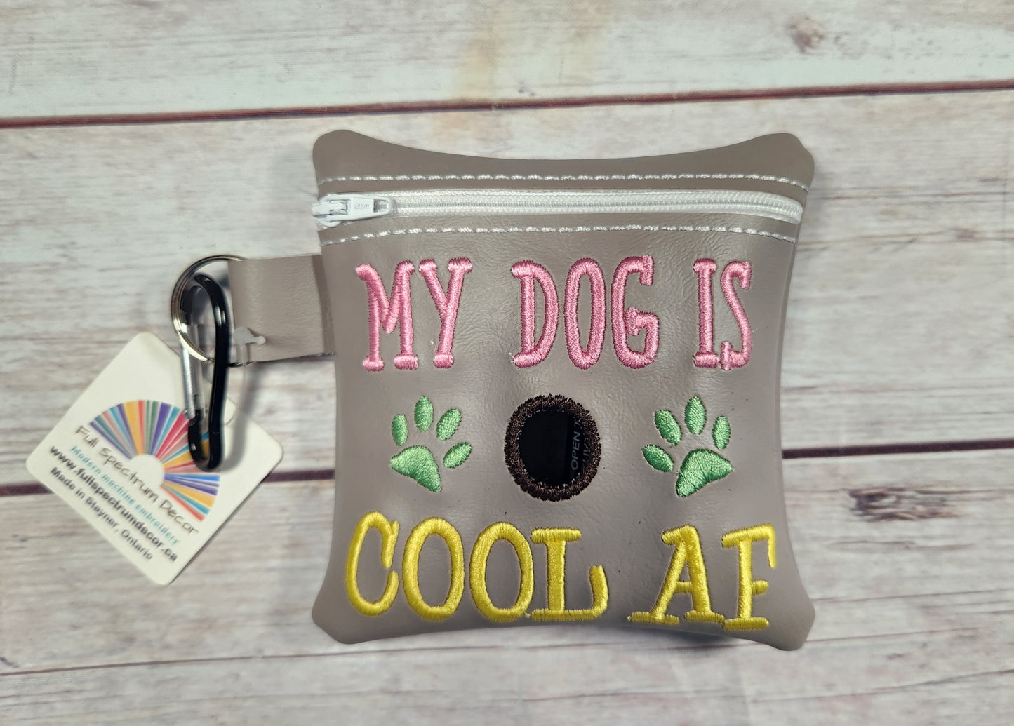My Dog is Cool AF dog poop bag holder, Vinyl Poop Bag Holder, Poop Bag, Zipper Pouch, Dog Walking Bag Holder