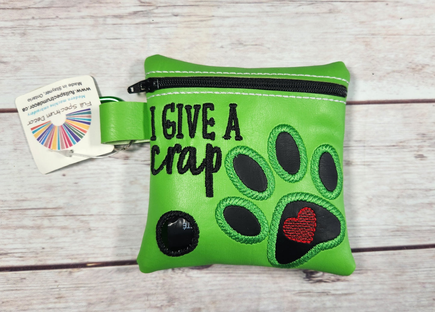 I Give a Crap Vinyl Poop Bag Holder, Poo Bag, Zipper Pouch, Dog Walking Bag Holder