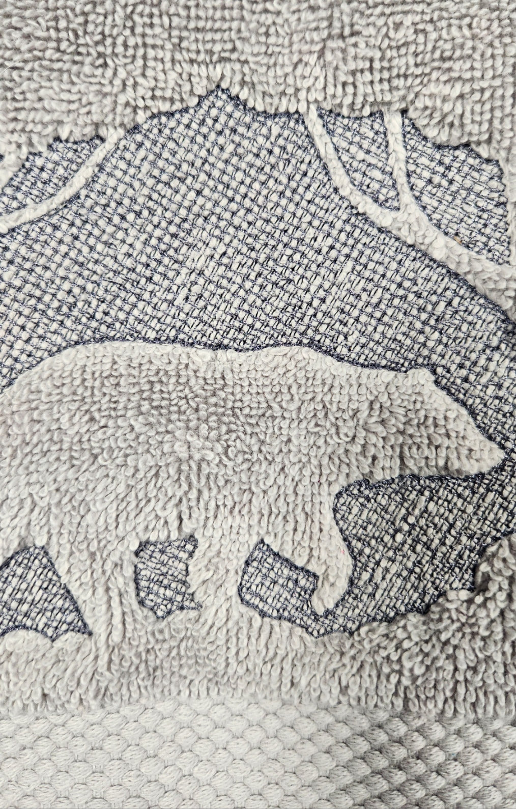Embroidered Bear hand towel Grey