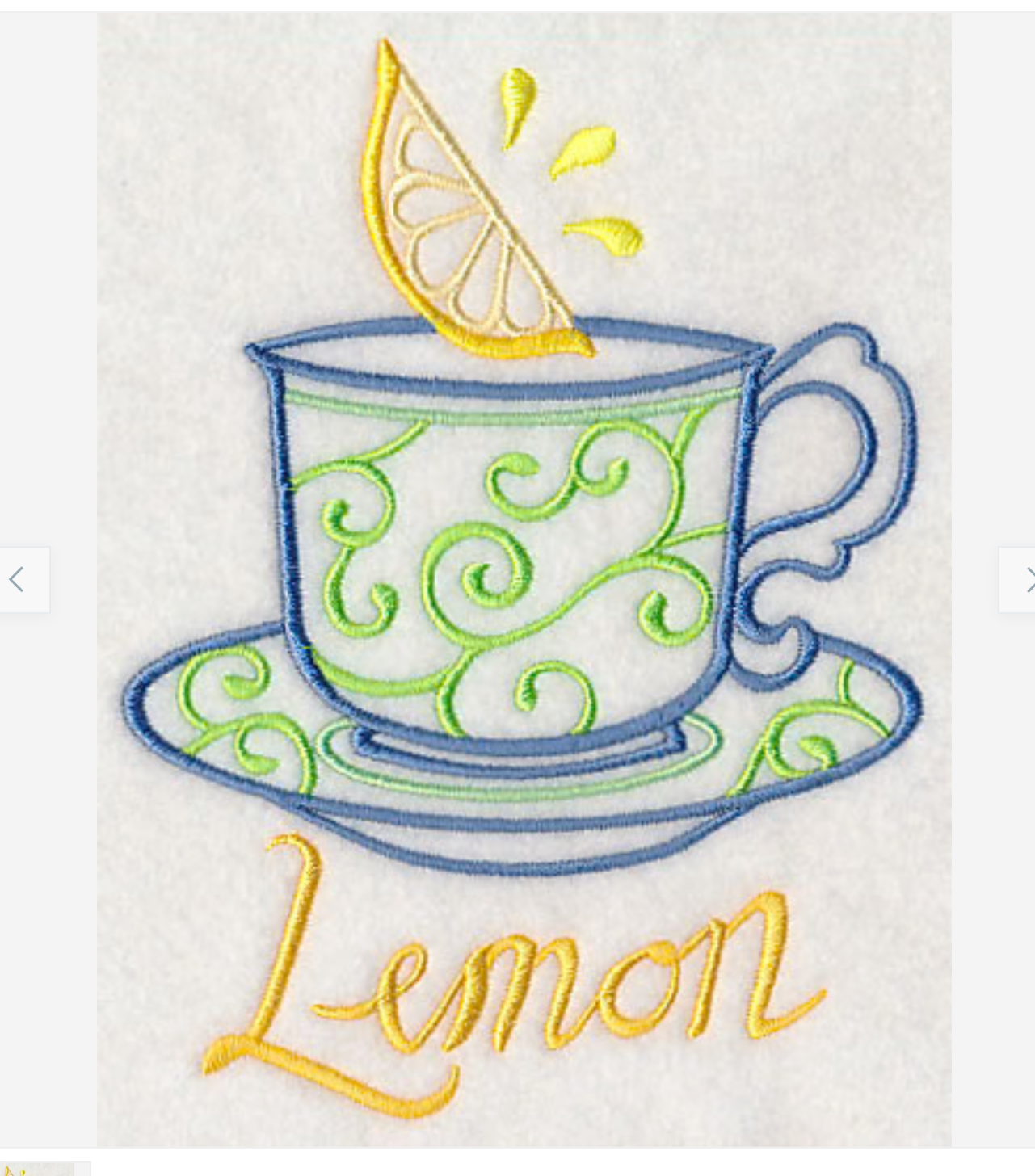 Lemon Tea Cup Embroidered Flour Sack Tea Towel