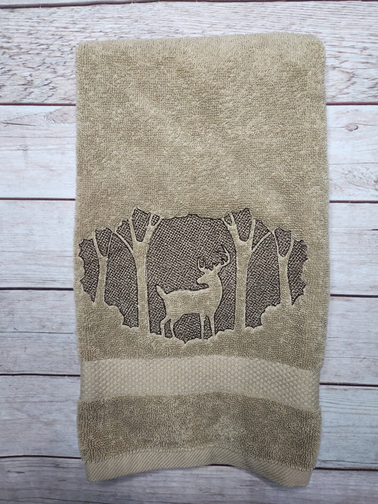 Embroidered Deer hand towel