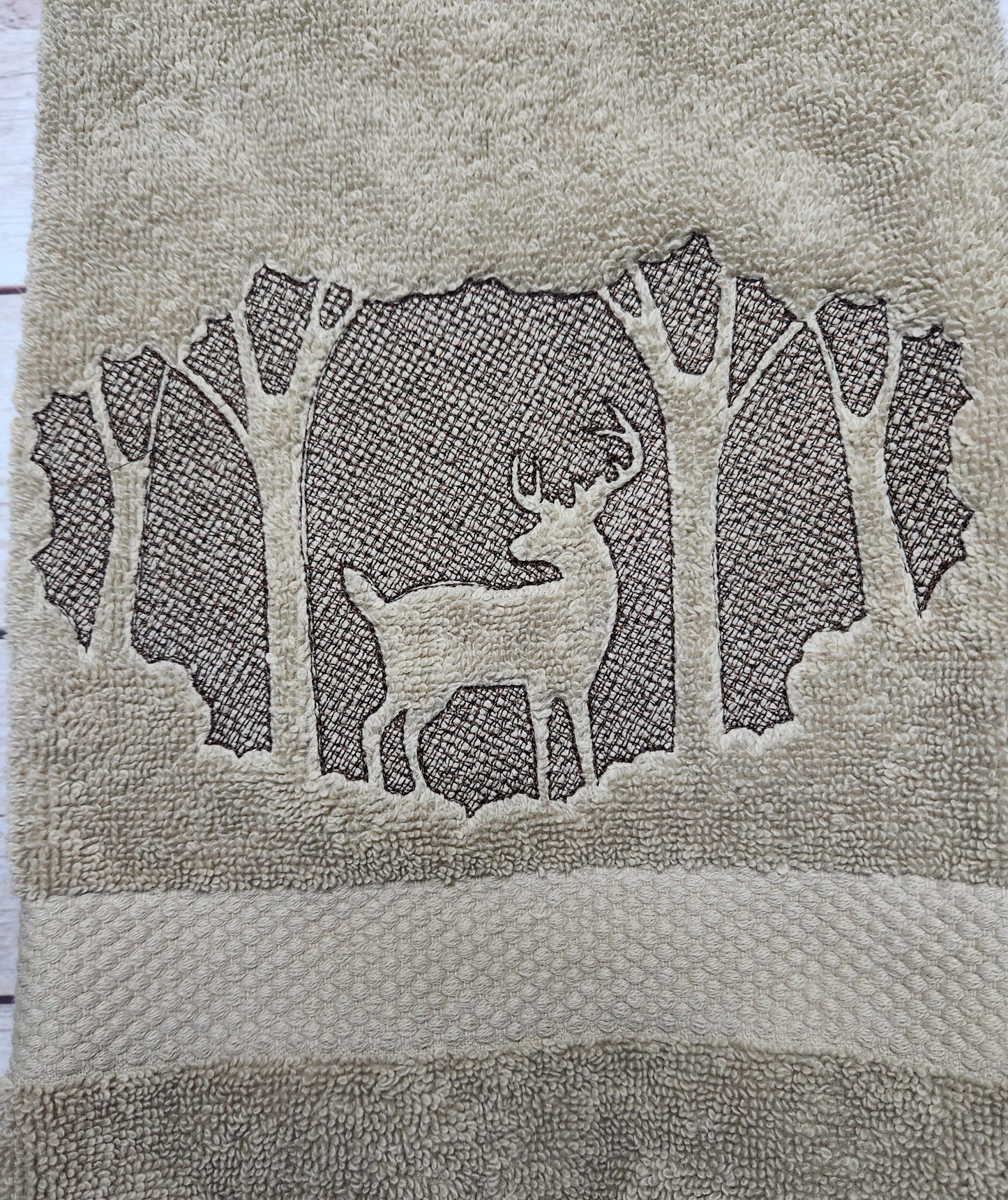 Embroidered Deer hand towel