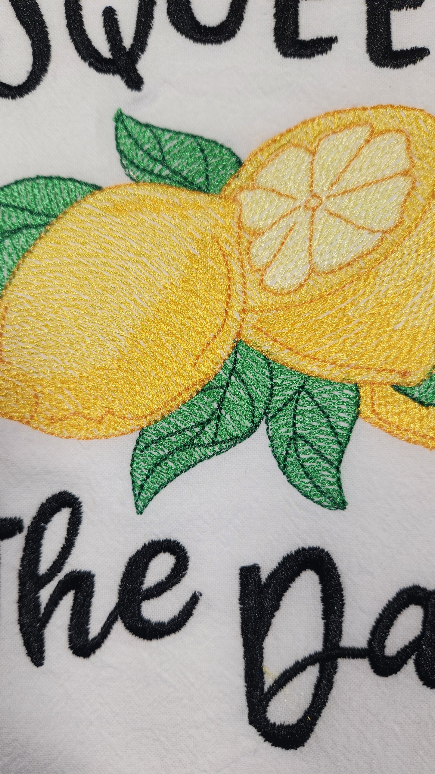 Squeeze the Day Embroidered Flour Sack Tea Towel