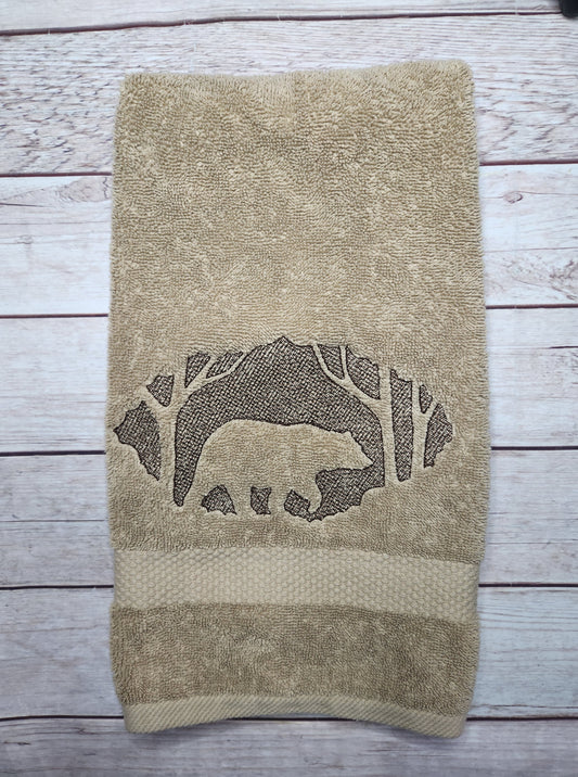 Embroidered Bear hand towel