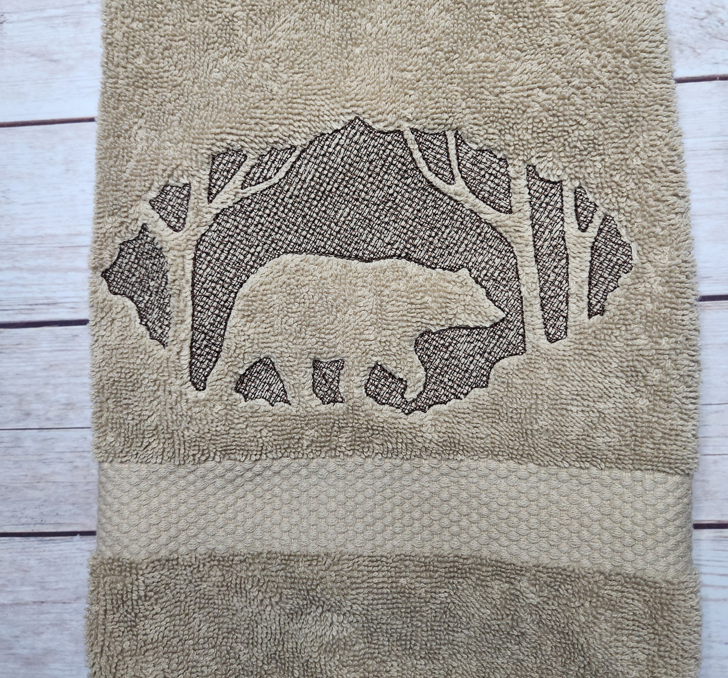 Embroidered Bear hand towel