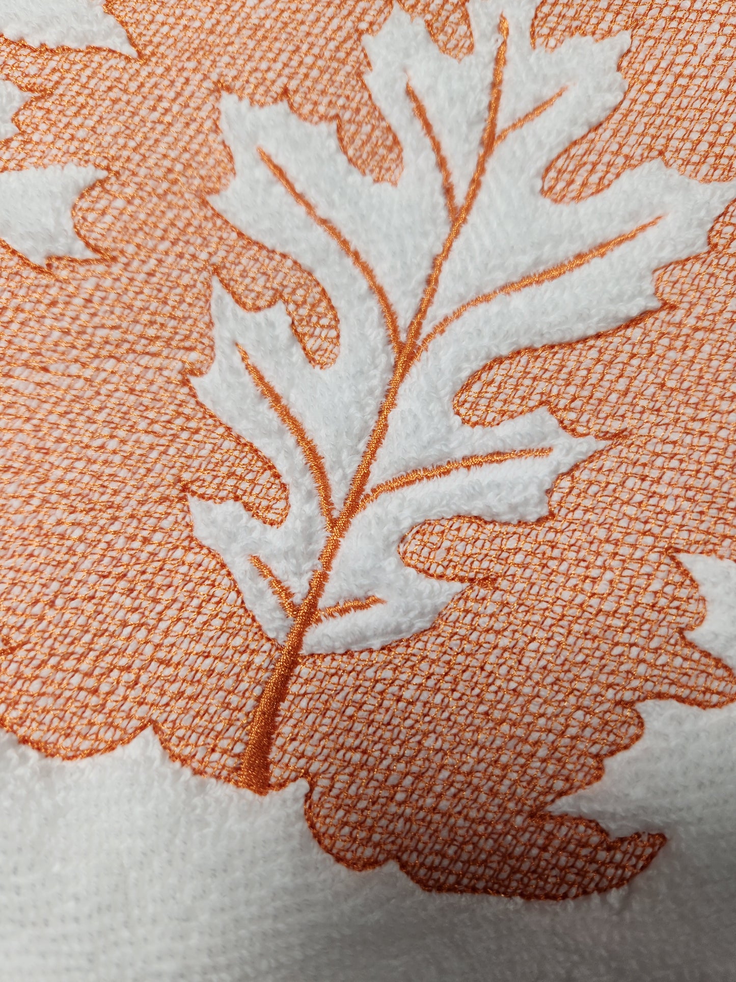Embroidered Oak leaf embossed style hand towel