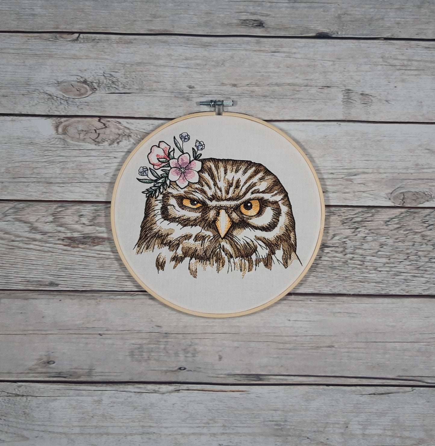 Embroidered Owl Wall Decor, 8 inch hoop