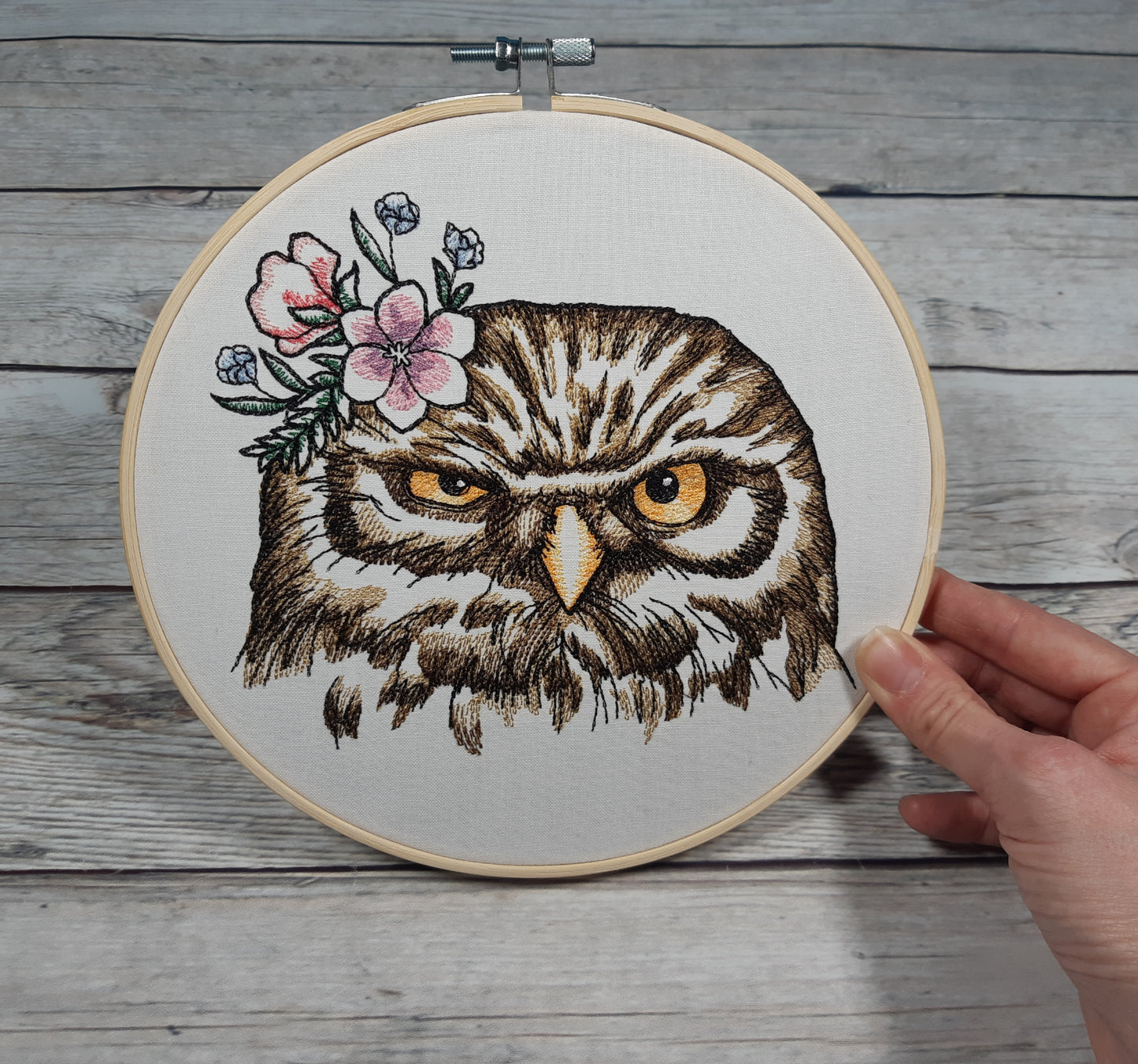 Embroidered Owl Wall Decor, 8 inch hoop