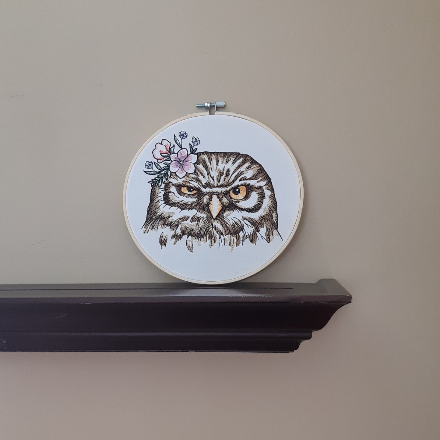 Embroidered Owl Wall Decor, 8 inch hoop