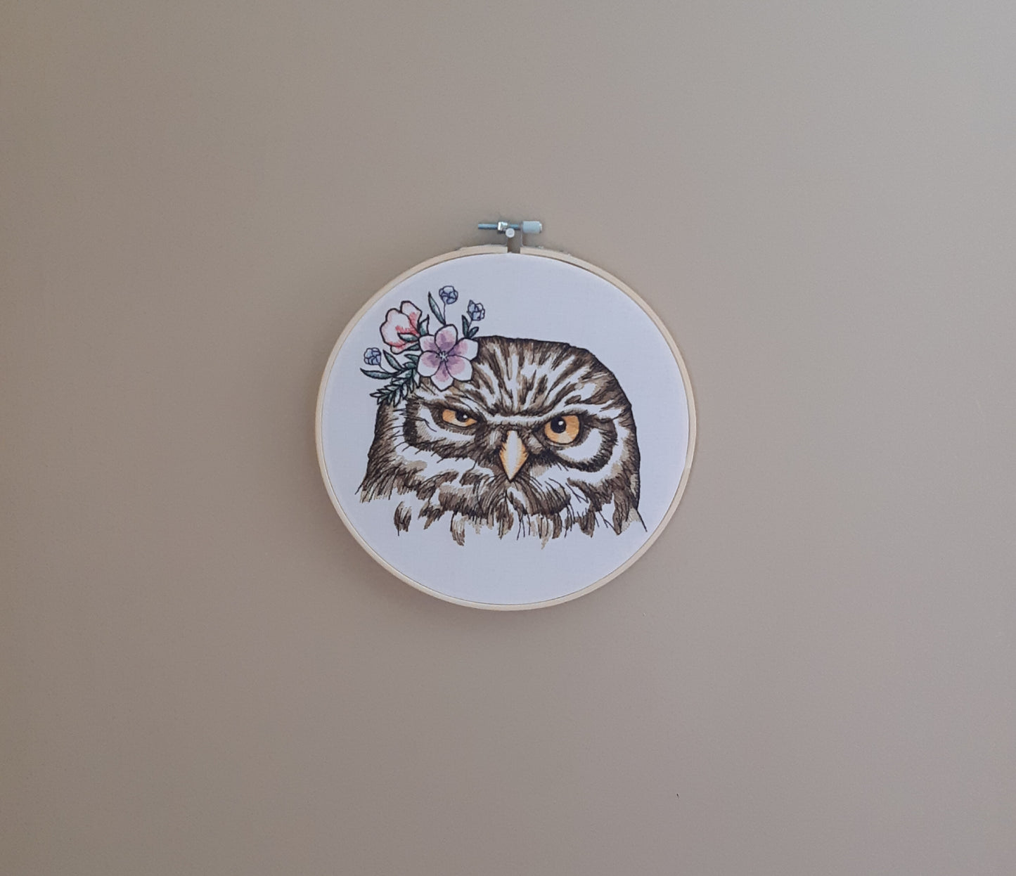 Embroidered Owl Wall Decor, 8 inch hoop