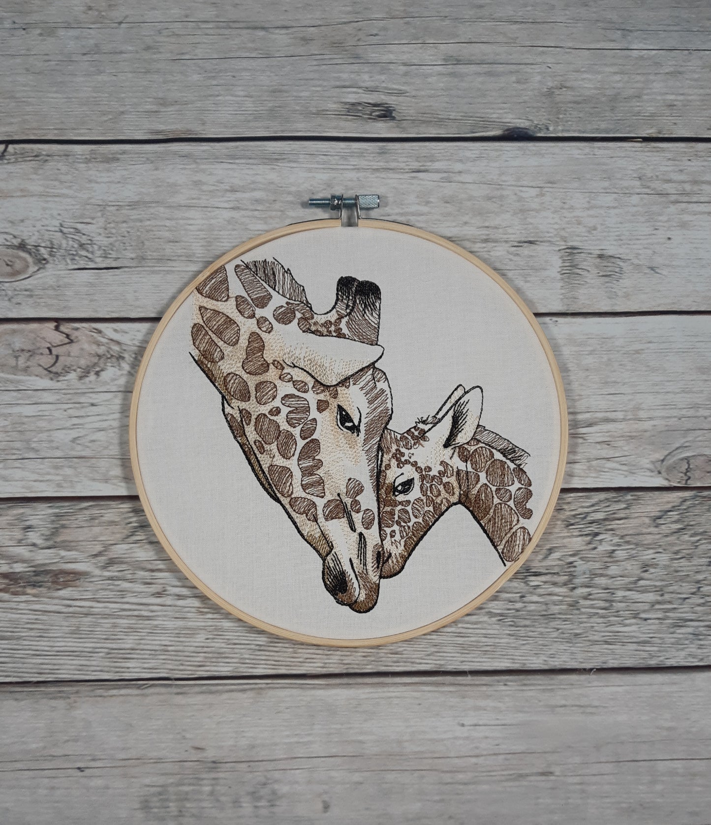 Embroidered Giraffe Hoop Art, 8 inch hoop