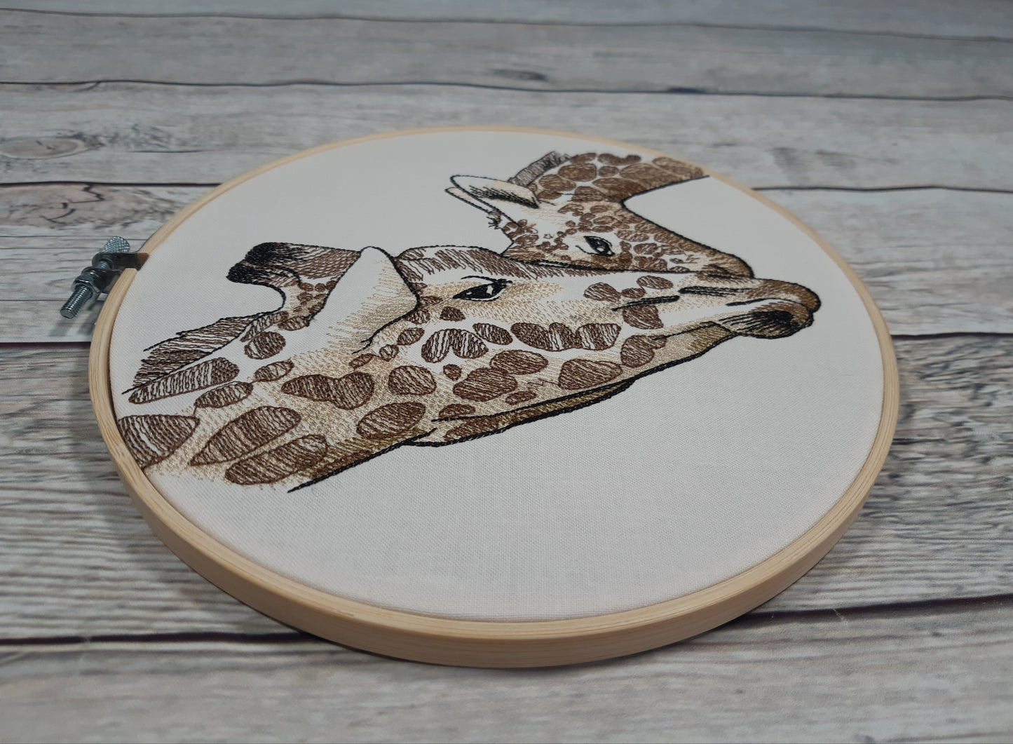 Embroidered Giraffe Hoop Art, 8 inch hoop