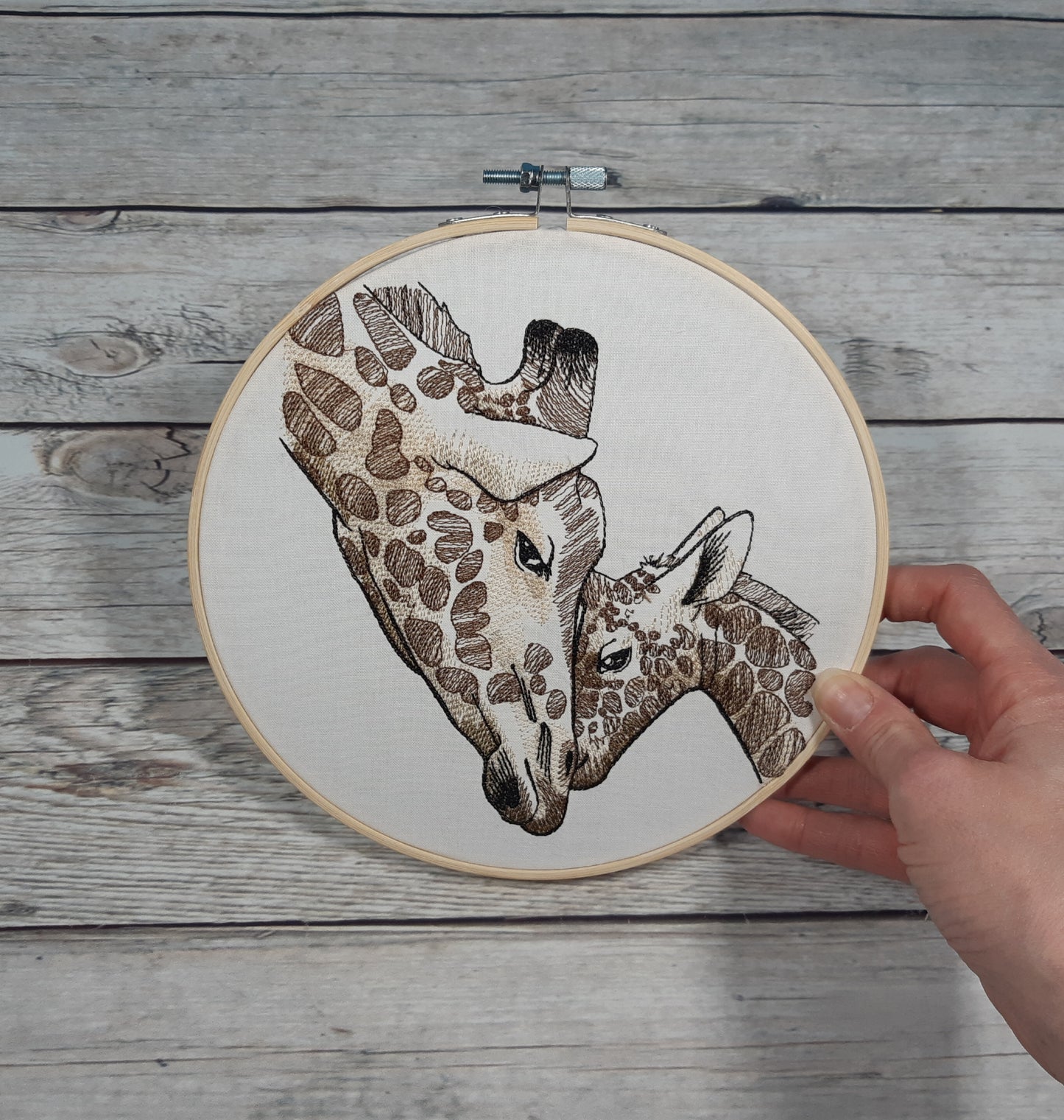 Embroidered Giraffe Hoop Art, 8 inch hoop