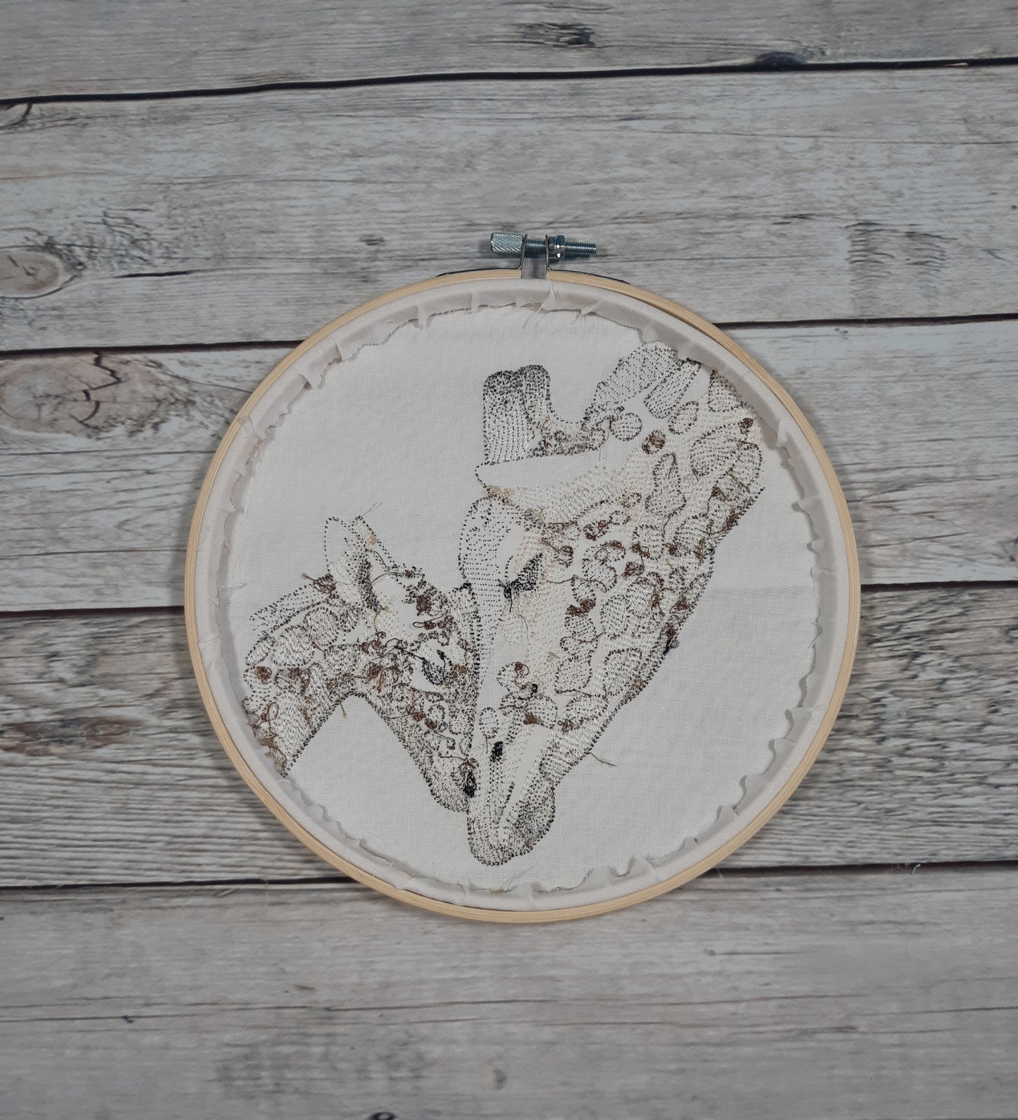 Embroidered Giraffe Hoop Art, 8 inch hoop