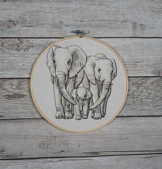 Embroidered Elephant Hoop Art, 8 inch hoop