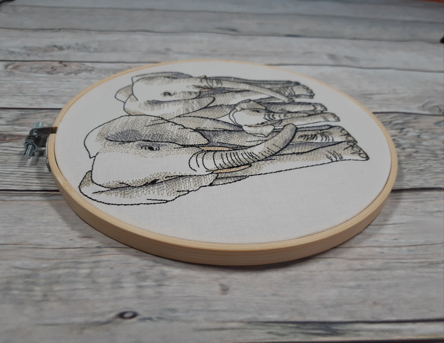 Embroidered Elephant Hoop Art, 8 inch hoop