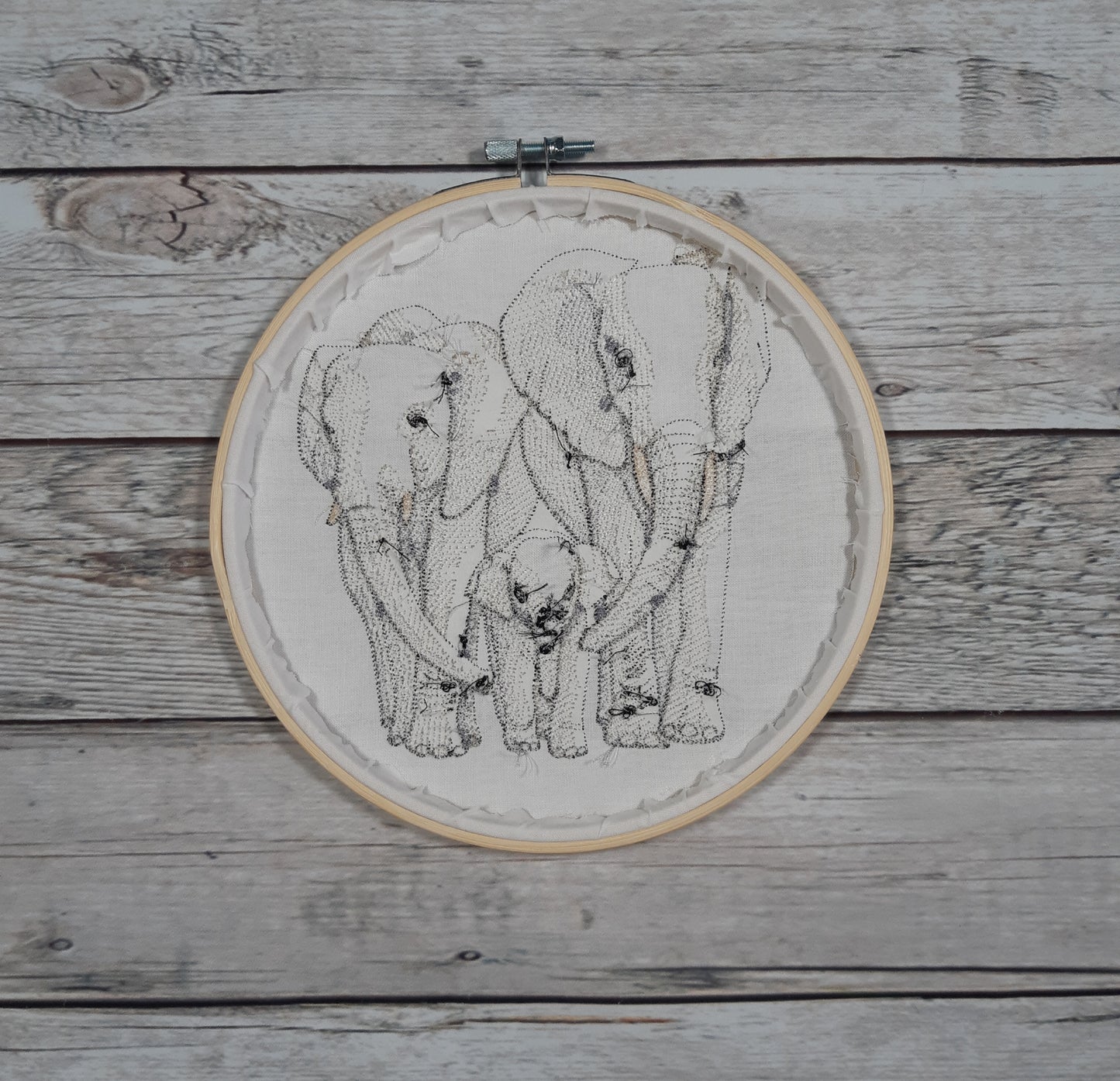 Embroidered Elephant Hoop Art, 8 inch hoop