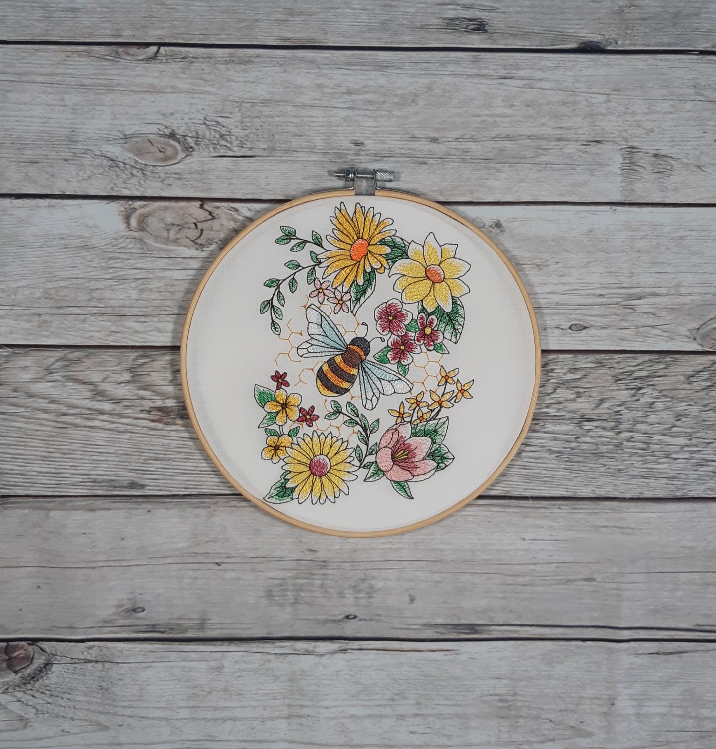 Bee Embroidered Hoop Art, 8 inch Hoop