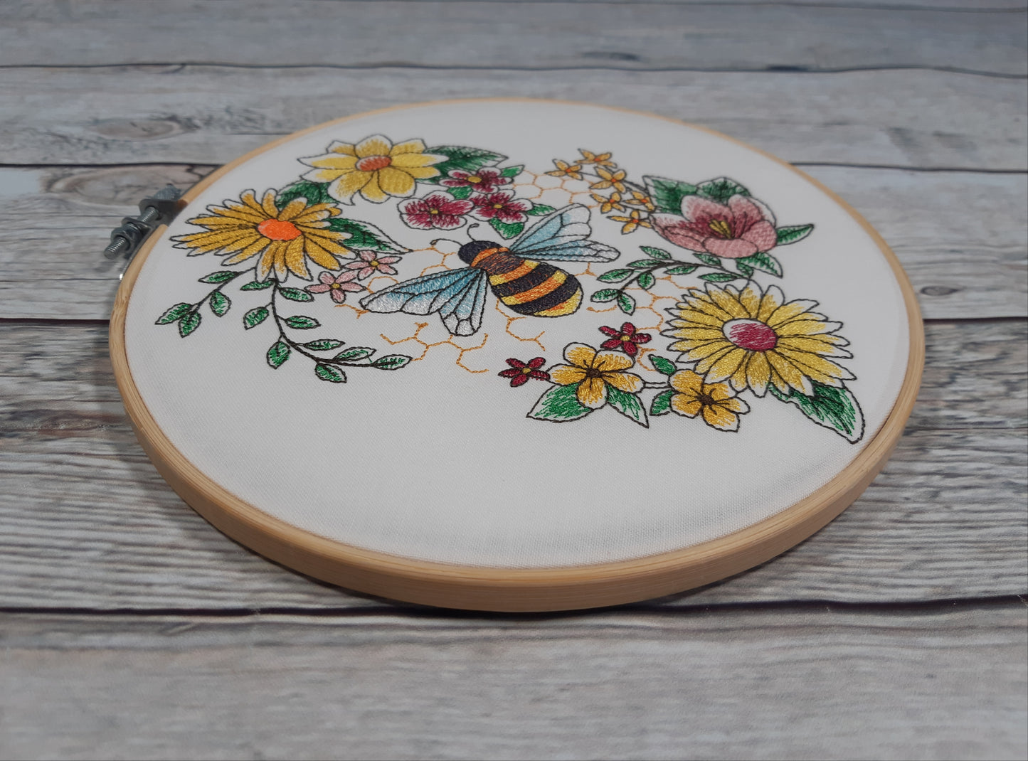 Bee Embroidered Hoop Art, 8 inch Hoop