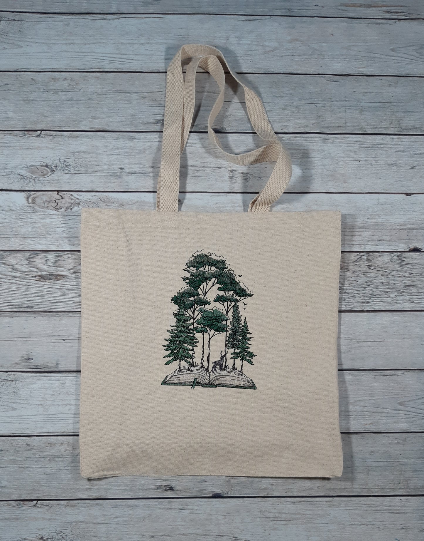 Embroidered Woodland Animal Canvas Tote Bag