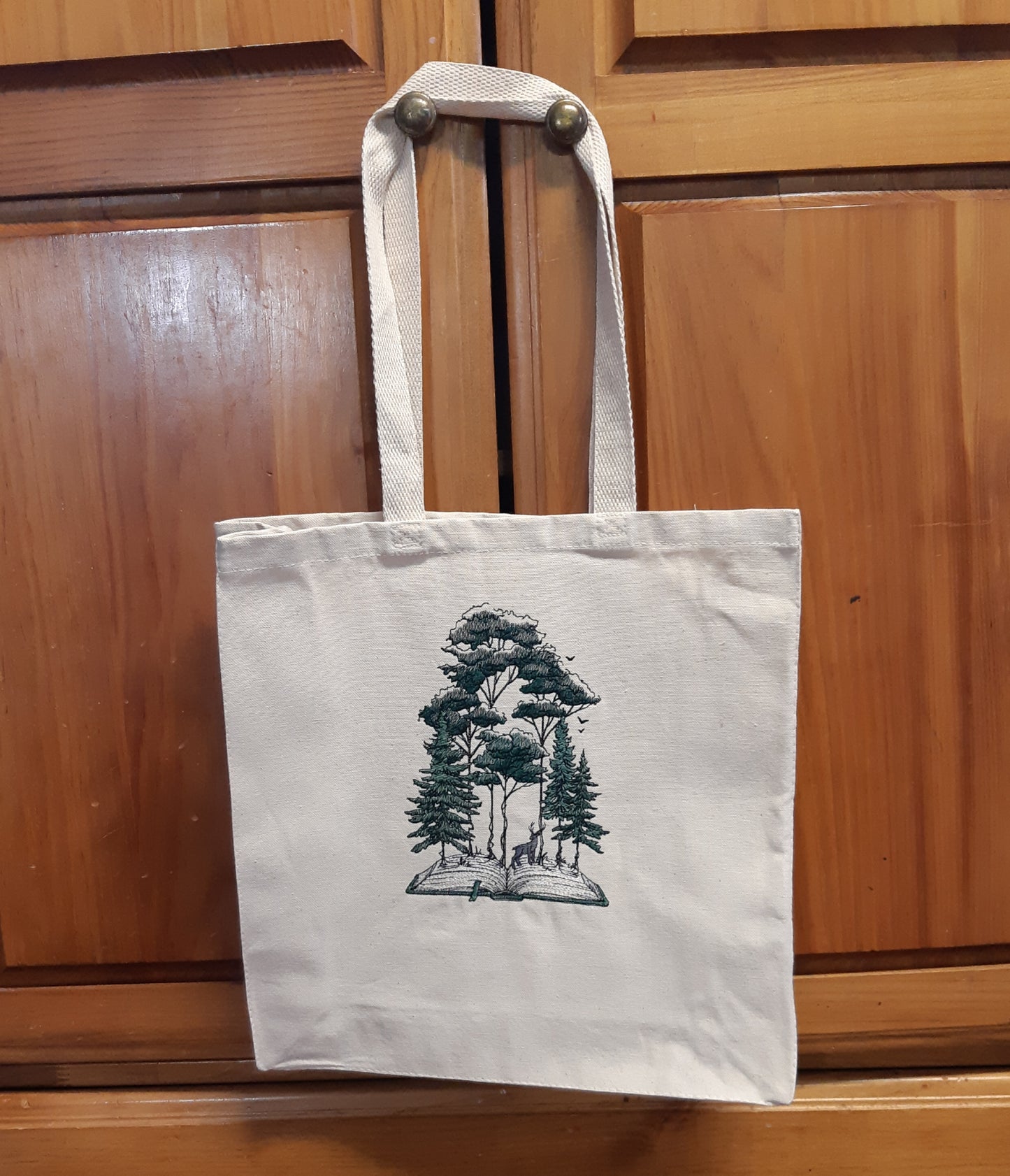 Embroidered Woodland Animal Canvas Tote Bag