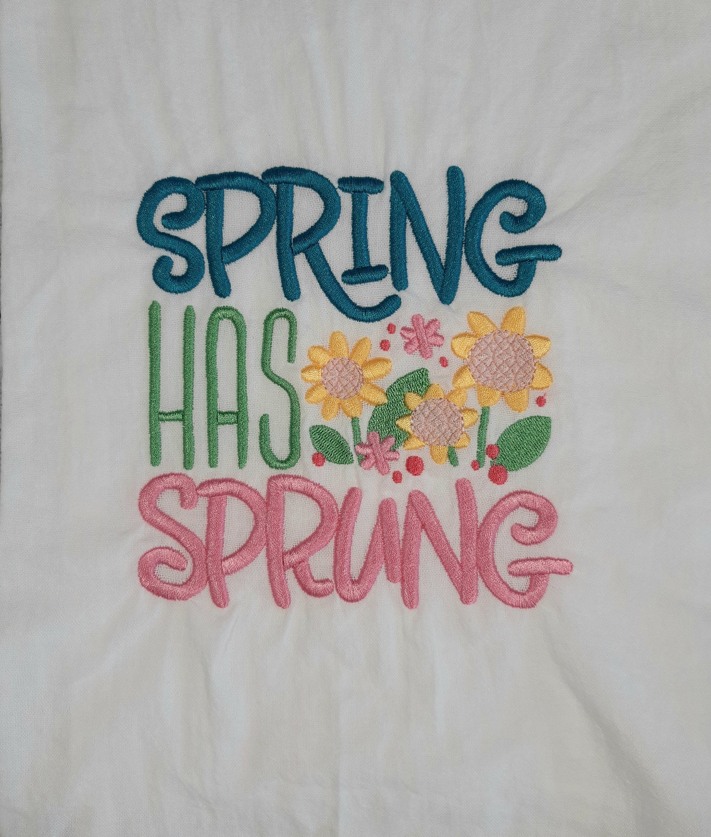 Embroidered Spring Dish Towel, Flour Sack Towel