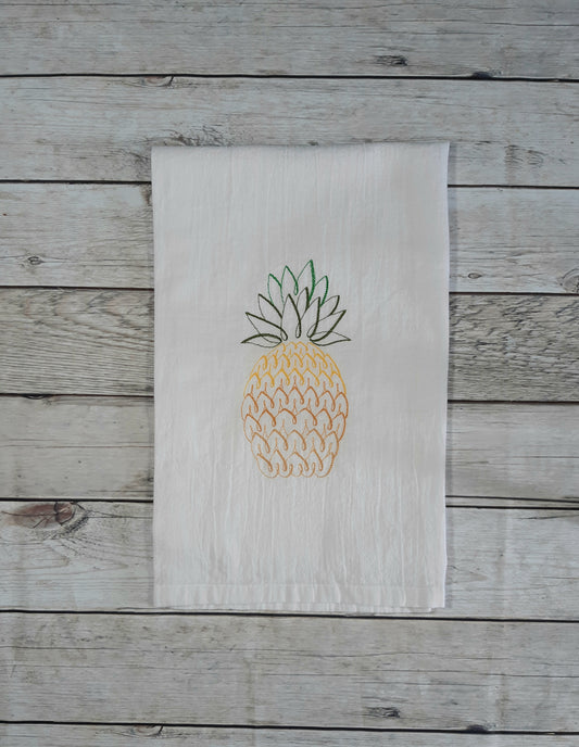 Embroidered Pineapple Flour Sack Towel