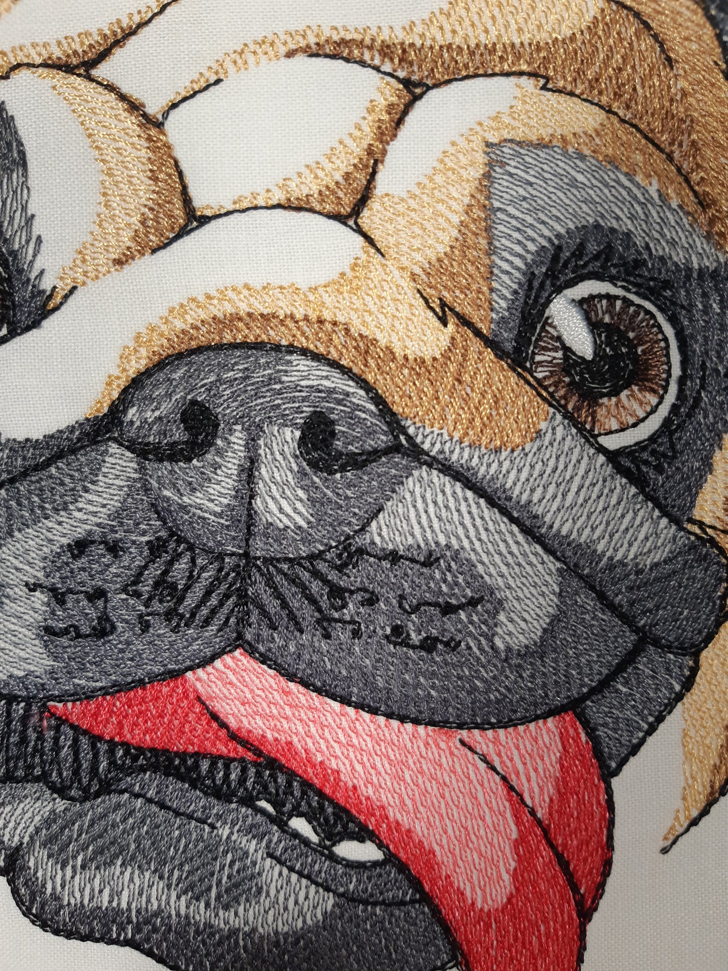 Embroidered Pug Wall Art, 10 inch Hoop