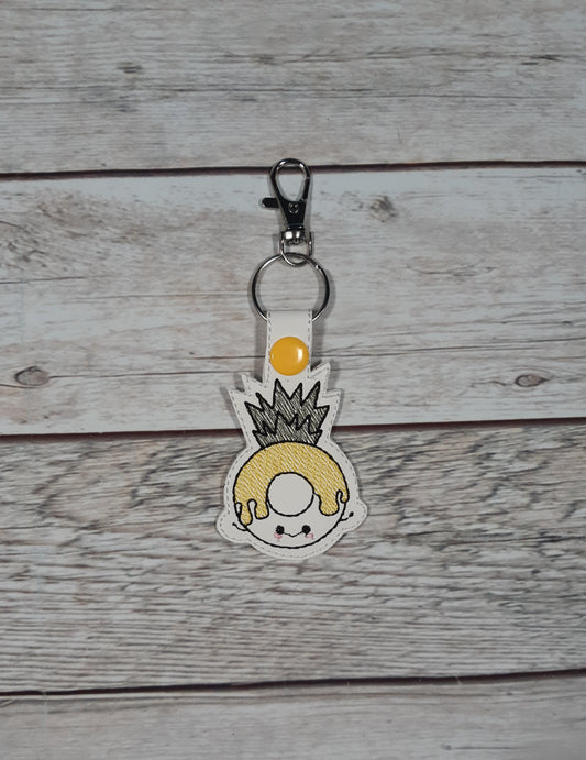 Pineapple Keychain, Vinyl Snap tab, Embroidered Bag Clip, Stocking Stuffer, Backpack Clip