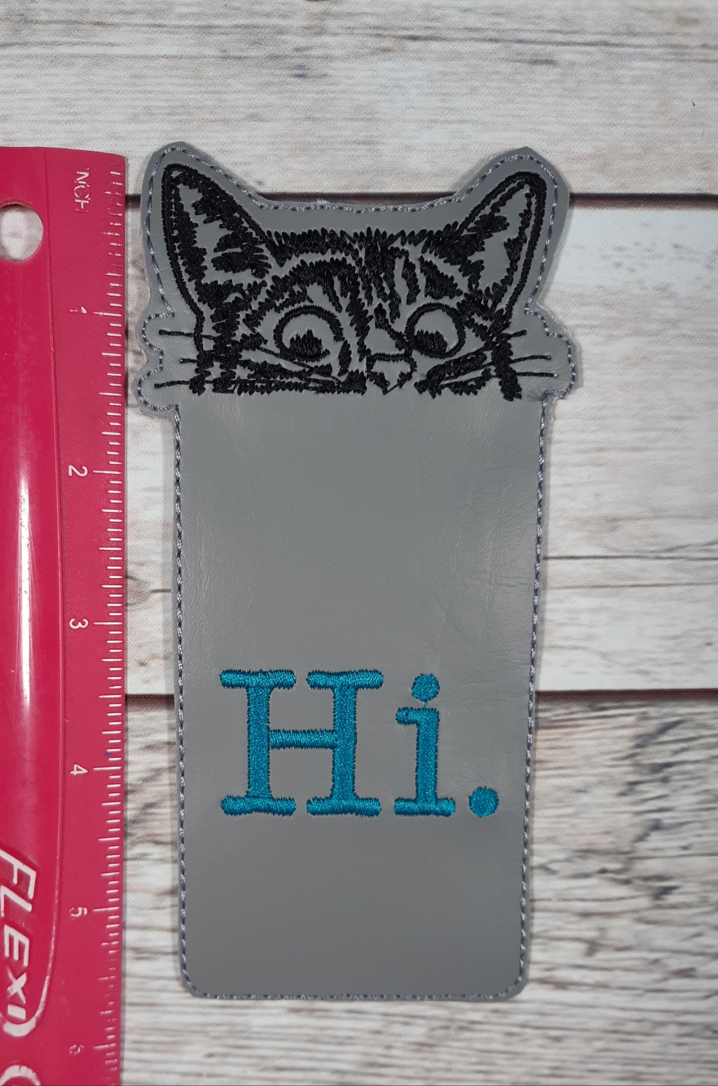 Cat Bookmark, Embroidered Vinyl Bookmark, Stocking Stuffer, Gift Under 10