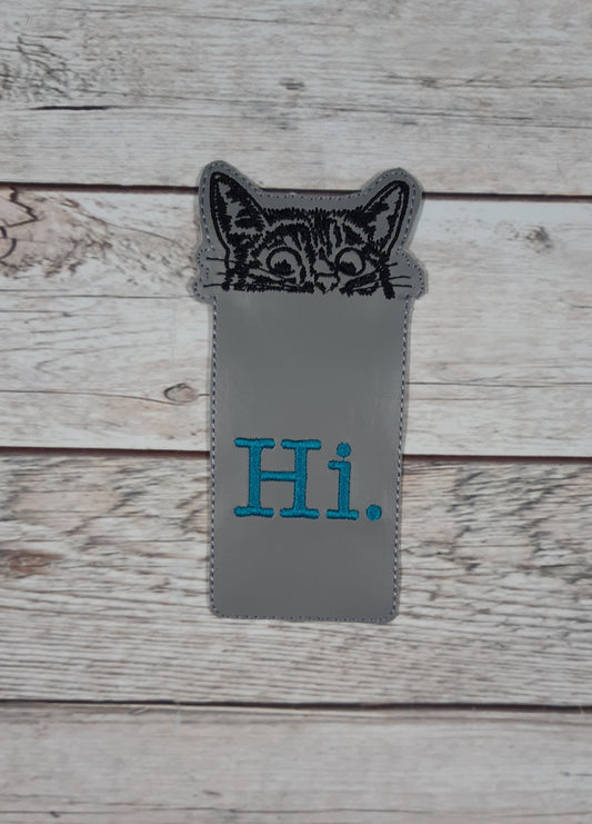 Cat Bookmark, Embroidered Vinyl Bookmark, Stocking Stuffer, Gift Under 10