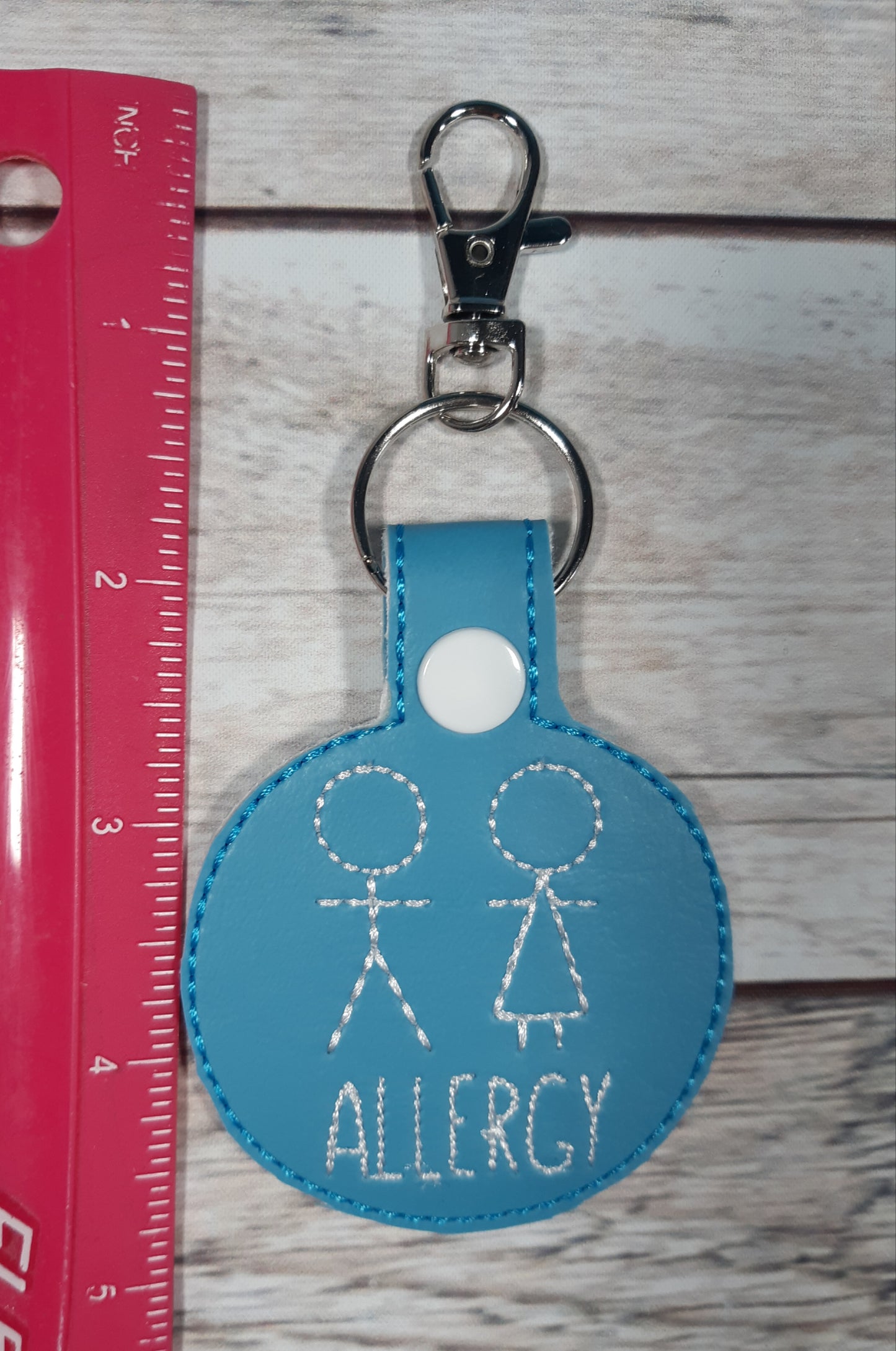 People Allergy Keychain, Vinyl Snap tab, Embroidered Bag Clip, Stocking Stuffer, Backpack Clip