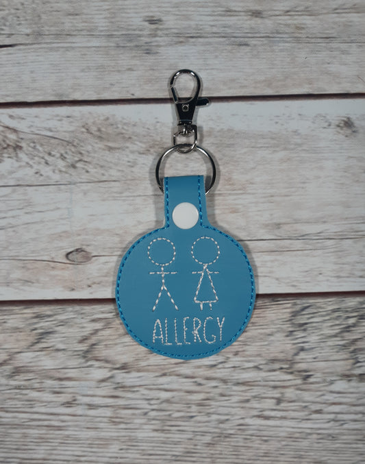 People Allergy Keychain, Vinyl Snap tab, Embroidered Bag Clip, Stocking Stuffer, Backpack Clip